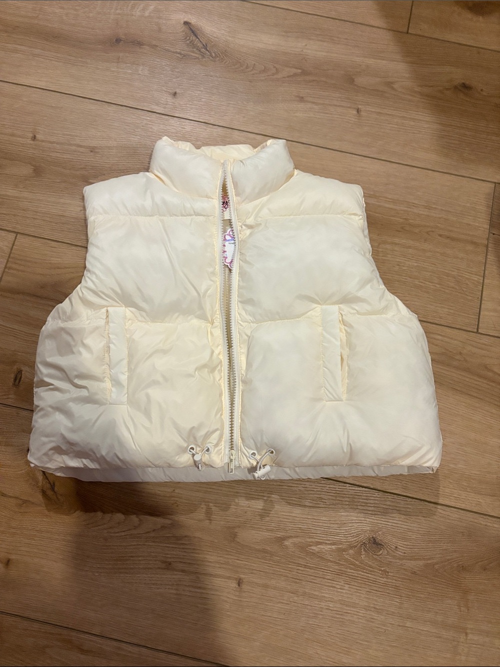 Girls Love Daisy cropped Puffer Vest - Cream size youth XL NWT